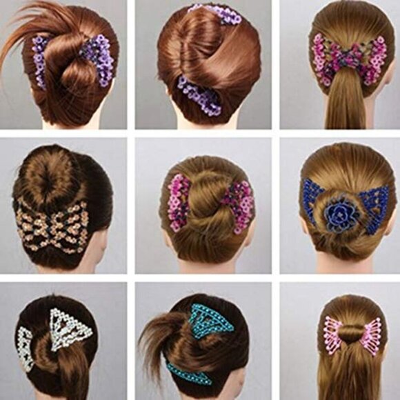 Hair Clips Assorted Colors and Designs Set of 6 Effortless Beauty Stretchable main image 4